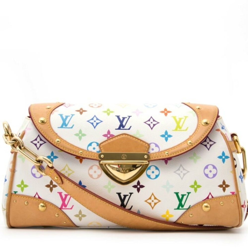 Rare! Louis Vuitton LV X Takashi BEVERLY White Multicolor Monogram Bag Blanco MM - Picture 5 of 16